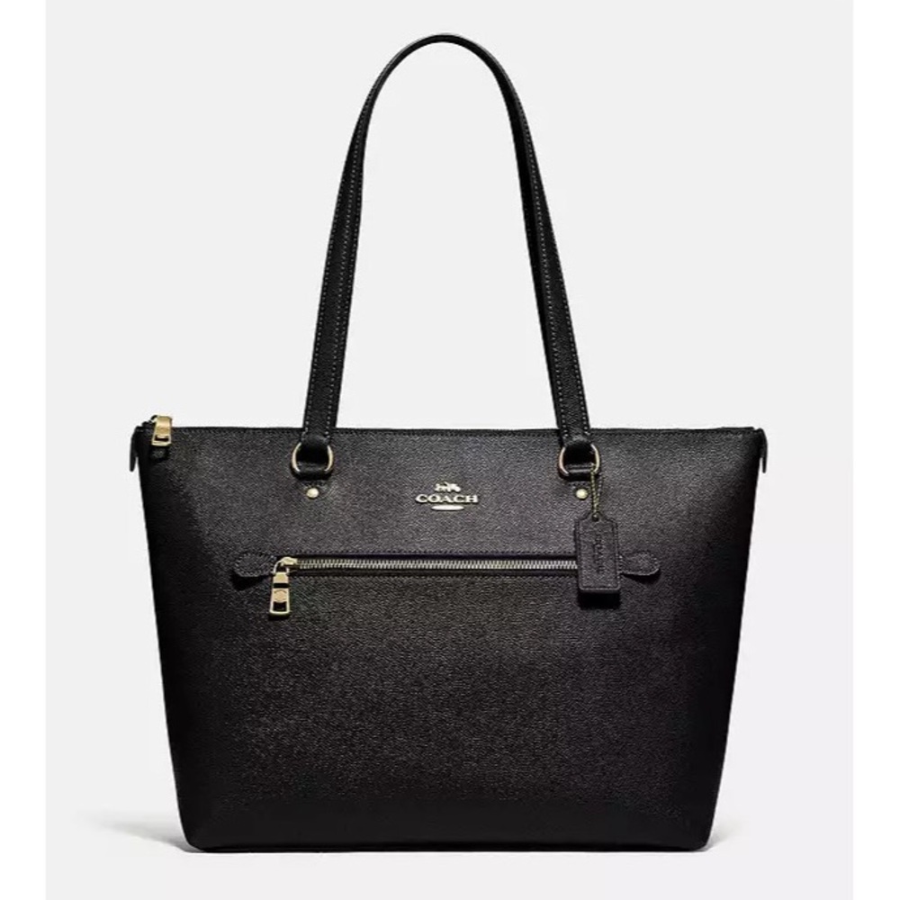 Coach Black Leather Tote with Gold Hardware